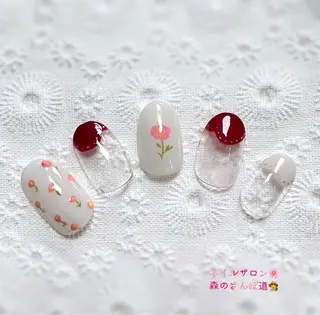 ネイル ショートネイル 森のさんぽ道のネイルデザイン