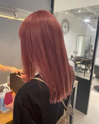 セミロング カラー 暖色カラー🍊 ボブ🌿顔周りcutのヘアスタイル