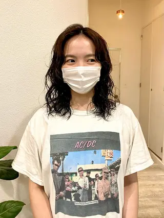 ミディアム パーマ ショート& パーマ　坂本のヘアスタイル