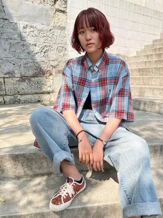 ショート カラー パーマ 髪質改善　艶髪✨ Teppeiのヘアスタイル