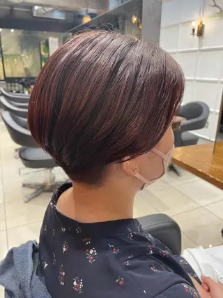 ショート カラー ヘアアレンジ 髪質改善カラー&TR 縮毛矯正/弱酸性矯正のヘアスタイル