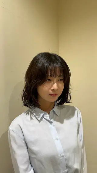 ミディアム パーマ 山口 陸のヘアスタイル