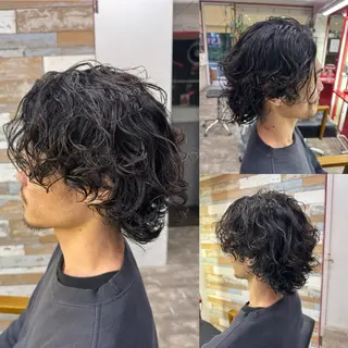 ミディアム パーマ メンズ 看板犬がお出迎え◎ 初めてでも安心◎のヘアスタイル