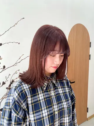 ミディアム カラー ヘアアレンジ ハル🌸柔色/ ブリーチなし/艶髪のヘアスタイル