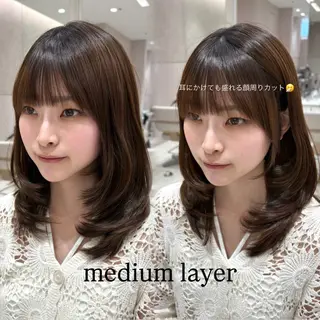 ミディアム 銀座/レイヤー/ 透明感カラー✨りくのヘアスタイル