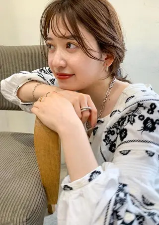 ミディアム パーマ カラー CEINE PATHのヘアスタイル