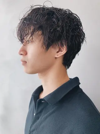 ショート パーマ メンズ ボブパーマコテ巻き風 パーマNo1深江秀平のヘアスタイル