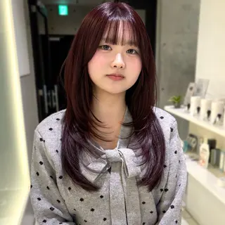 セミロング カラー riko/レイヤー カット/ヘアセットのヘアスタイル