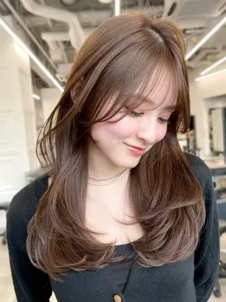 セミロング カラー ヘアアレンジ 【柔らか透明感✨/ 似合せ前髪】大石葉月のヘアスタイル