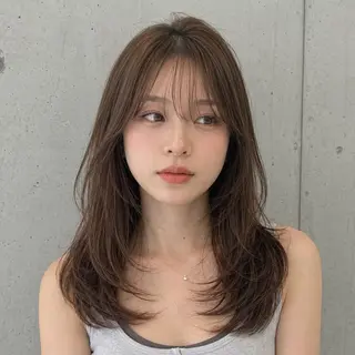 セミロング カラー 盛れる顔まわりカット 髪質改善/渋谷/れんのヘアスタイル