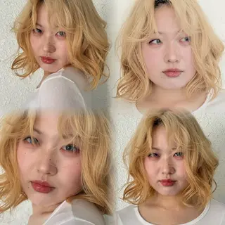 ミディアム カラー ボブ&寒色🎐ᩚ 短髪 COCOROのヘアスタイル