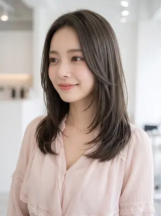 ミディアム カラー 韓国レイヤーカット× 髪質改善ラビマーニのヘアスタイル