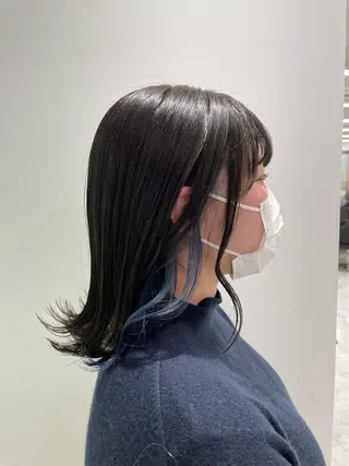 ミディアム カラー パーマ ヘアアレンジ ネイル マツエク・マツパ 韓国風ベージュ🤎 赤みなし🌿横浜🤎のヘアスタイル