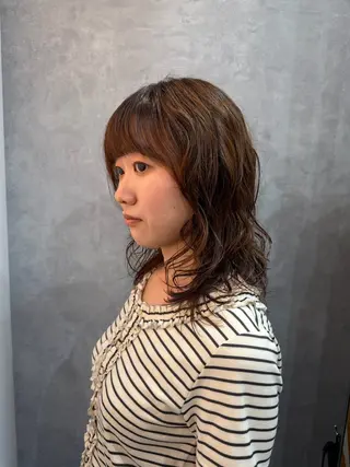 ミディアム カラー パーマ くせ毛・パーマ◎ ミズノアサミのヘアスタイル