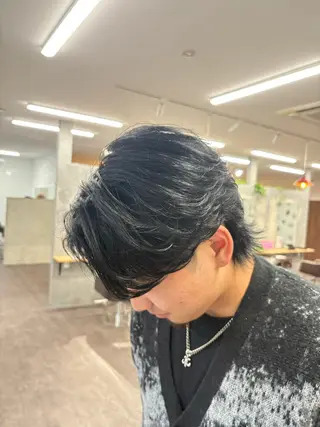 ミディアム パーマ メンズ 高久 翔大のヘアスタイル