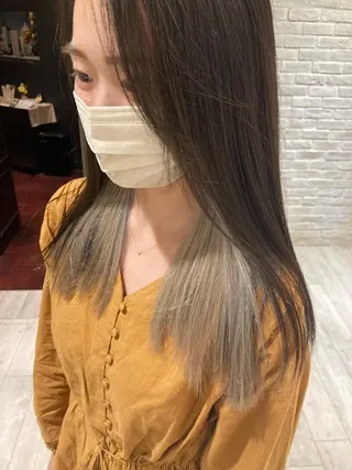 セミロング カラー 曲がる縮毛矯正 LIBER 岩名のヘアスタイル