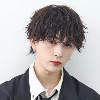 ショート カラー パーマ メンズ 🔥メンズ極🔥韓国 シャドウ/波巻き柿崎のヘアスタイル