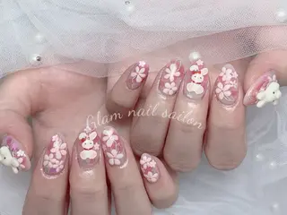 ネイル エツメ💅 長さ出し🎀デザインのネイルデザイン