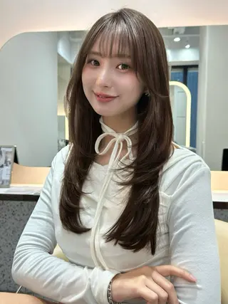 ロング カラー 縮毛矯正 髪質改善 韓国風レイヤー 吉田のヘアスタイル