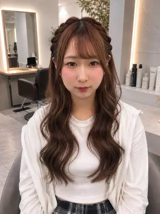 ロング ハイトーン🌟/ 暖色カラー/あこ🎀のヘアスタイル