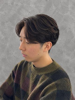 ミディアム パーマ メンズ 小塚 悠雅のヘアスタイル
