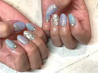 ネイル 韓国/ワンホン/長さ 出しつけ放題🎀のネイルデザイン