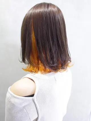 ミディアム カラー ヘアアレンジ lani ブリーチ /ダブルカラーのヘアスタイル