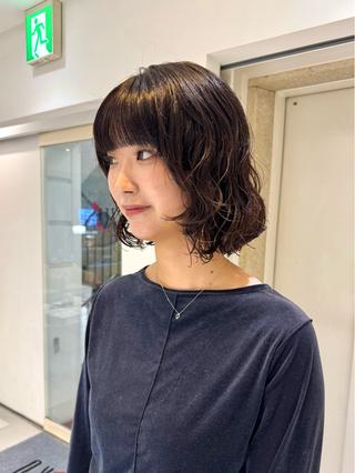 ミディアム パーマ 🌀デジタルパーマ ボブ　萩原　龍のヘアスタイル