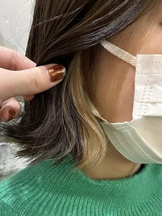 ミディアム 髪質改善カラー透明感 ダブルカラー幕田のヘアスタイル
