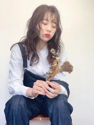 セミロング カラー パーマ ヘアアレンジ キッズ ネイル 岩崎 克秀のヘアスタイル