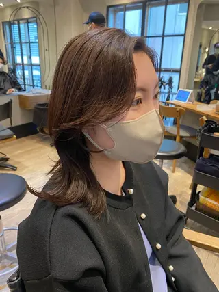 セミロング 新宿/顔周りカット +レイヤー=しずく♩のヘアスタイル