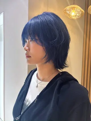 ミディアム ブリーチ🌟レイヤー 縮毛矯正/青木華音のヘアスタイル