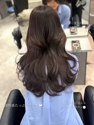 ロング 新宿/韓国レイヤー/ 顔まわり透明感カラーのヘアスタイル
