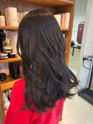 セミロング 🎀暖色カラー🤍 レイヤーカット🎀のヘアスタイル