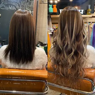 ミディアム カラー パーマ ヘアアレンジ 推し活専用 【派手髪】飯野ゆかりのヘアスタイル