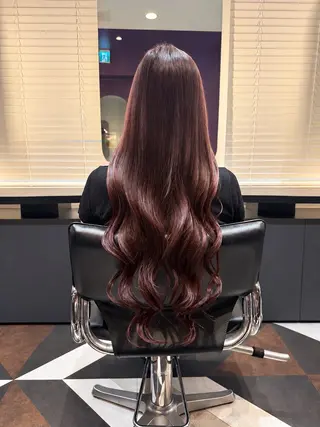 ロング カラー チェリーブラウン🍒 艶カラー✨加藤まりえのヘアスタイル