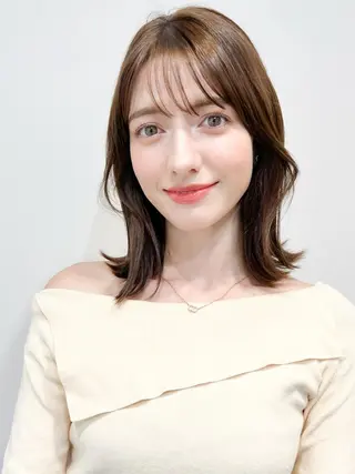 ミディアム miho 🫧sheerカラーのヘアスタイル