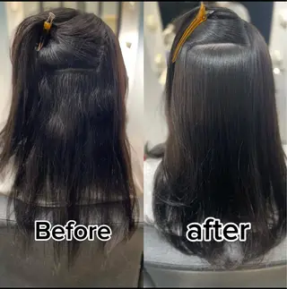 セミロング 梅田縮毛矯正◻︎髪質 改善◻︎細見 了眞のヘアスタイル