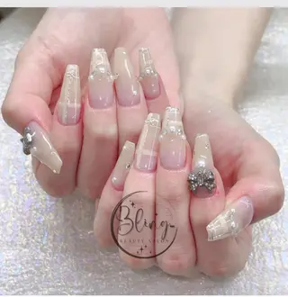 ロング 波 なみのネイルデザイン