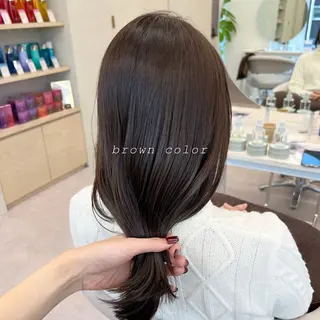 セミロング カラー 美髪矯正/シークレッ トハイライト🤍りさのヘアスタイル