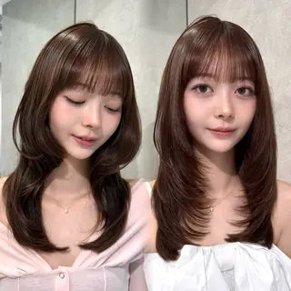 セミロング カラー ハッシュカット/ 水光艶カラー/RINのヘアスタイル