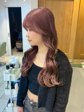 セミロング カラー ヘアアレンジ ハイトーンピンク🍑 ブリーチ🍑RINAのヘアスタイル