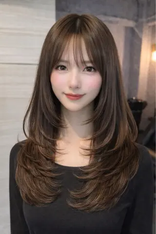 ロング カラー あみ/暗髪オリ ーブ特化🍃髪質改善のヘアスタイル