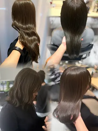 セミロング カラー ミオ💎ショート 透ける暗髪のヘアスタイル