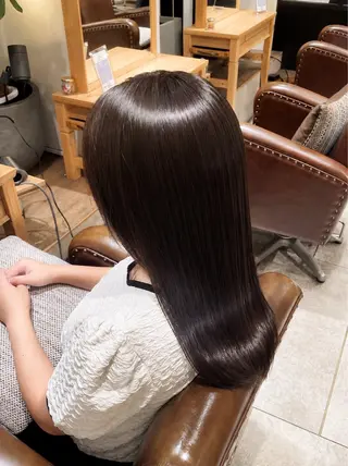 セミロング カラー パーマ ヒナ/酸性ストレート /髪質改善のヘアスタイル