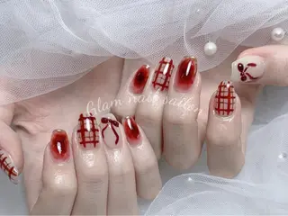 ネイル エツメ💅 長さ出し🎀デザインのネイルデザイン