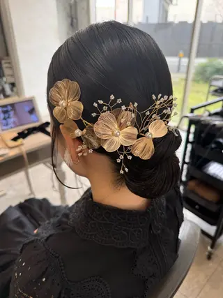 セミロング ヘアアレンジ はやしほのか| ヘアセット×カラーのヘアスタイル