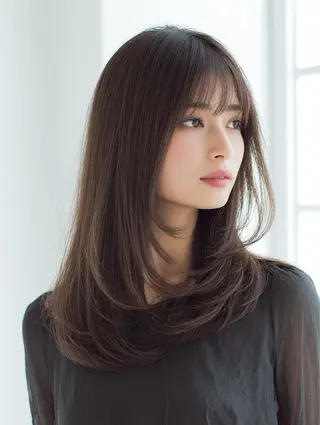 セミロング カラー 透明感×艶カラー ✨️美髪縮毛🍒リオのヘアスタイル
