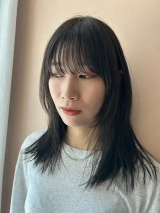 セミロング カラー hubhair レイヤー/透明感のヘアスタイル