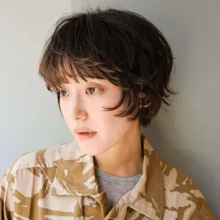 ショート カラー パーマ 藤川迅 曲がる縮毛矯正のヘアスタイル